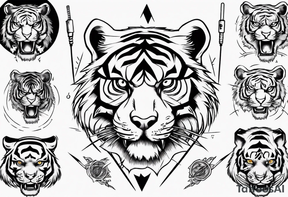 A tiger surrounded by electricity tattoo idea