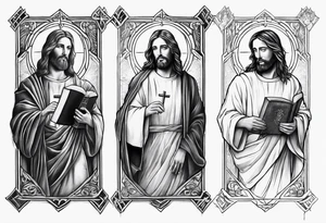 jesus side leg tattoo with a cross and bible verse tattoo idea