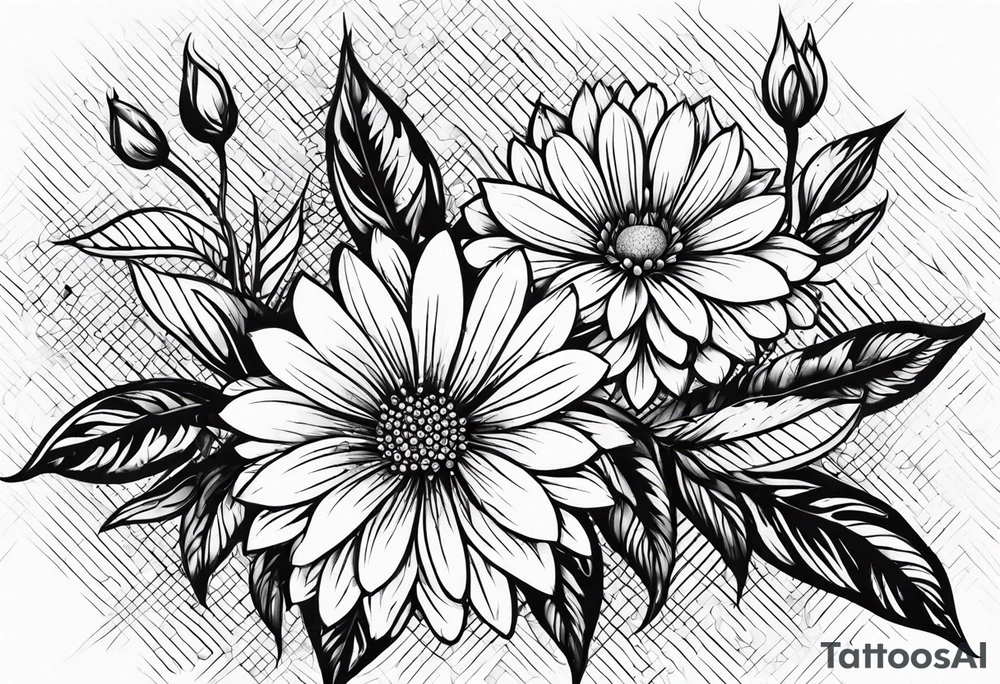 Feminine flowers tattoo idea