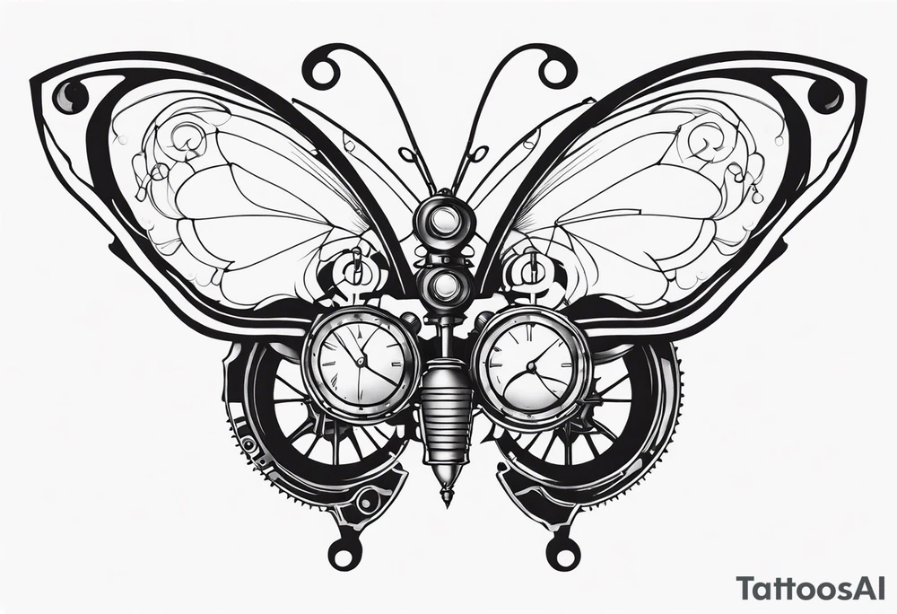 Steampunk-inspired butterfly tattoo idea