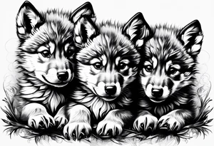 2 wolf cubs adoring and cute (one female, one male) tattoo idea