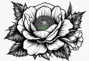 Scottish thistle, 4 leaf clover, english rose tattoo idea