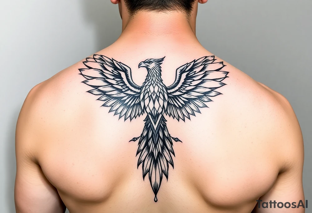 GEOMETRIC AND SYMMETRIC PHOENIX tattoo idea