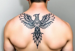 GEOMETRIC AND SYMMETRIC PHOENIX tattoo idea