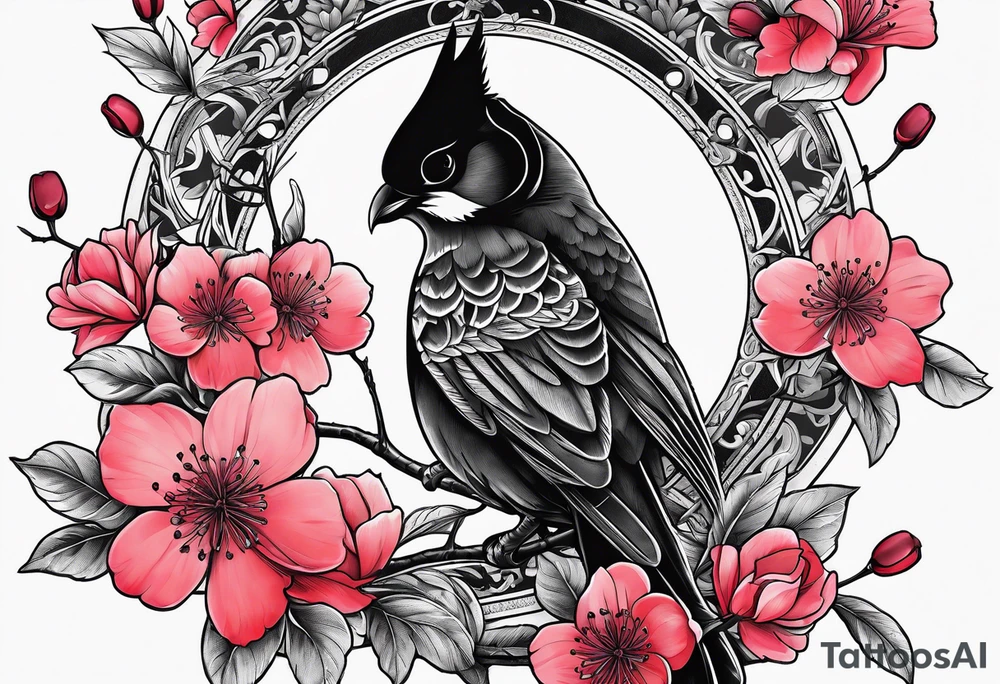 shadow mystery cloak with cherry blossom dagger tattoo idea