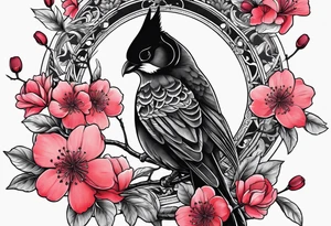 shadow mystery cloak with cherry blossom dagger tattoo idea