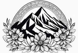 Mountain abstract flower tattoo idea