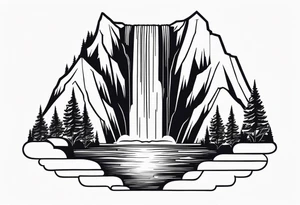 Waterfall in a mountain tattoo idea