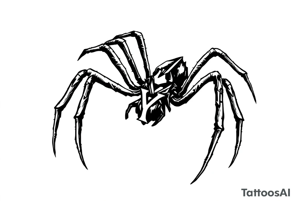 Black widow Spider crawling down sideways with the letter Y on the body of the spider tattoo idea