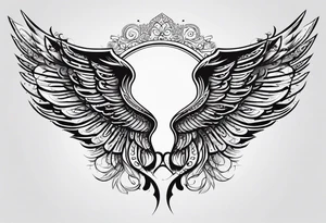 words in arabic calligraph in shape of angel wing tattoo idea