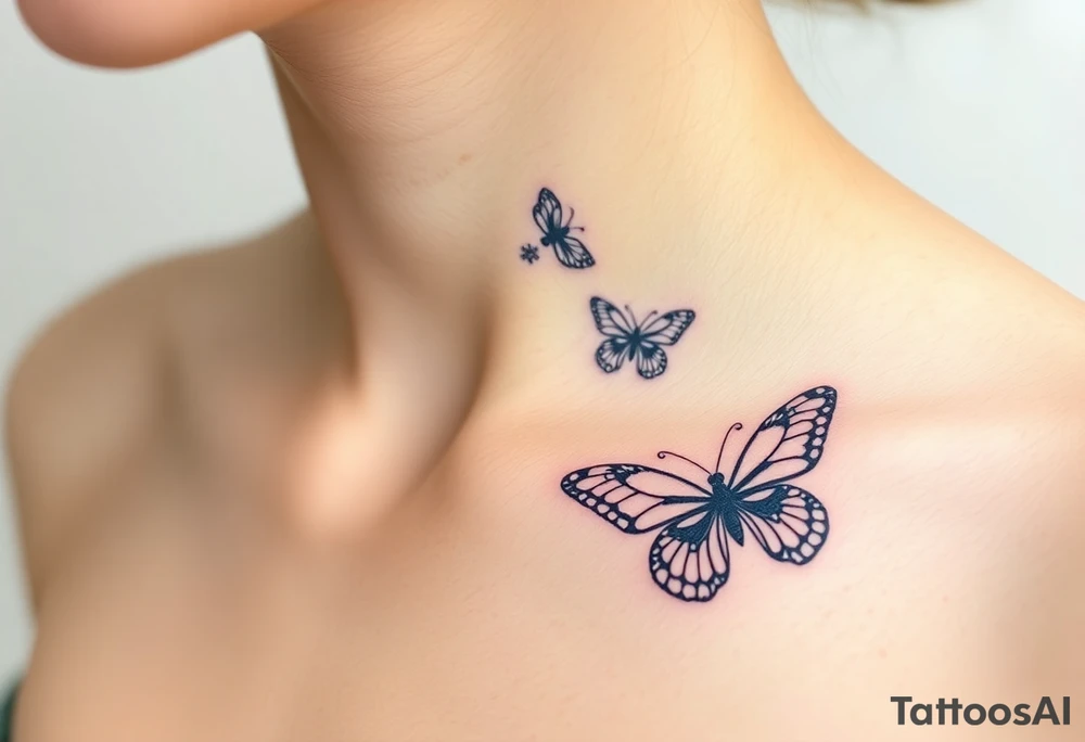 Flying butterflies with snowflakes tattoo idea