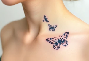 Flying butterflies with snowflakes tattoo idea