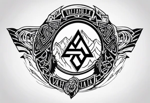 Valhalla berserker round shield axe
Valknut barbed wire tattoo idea