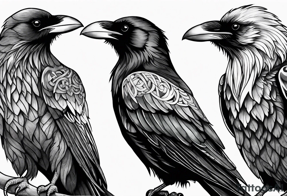 3 ravens made of Celtics knots tattoo idea