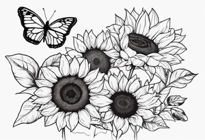sunflowers with butterflies tattoo idea