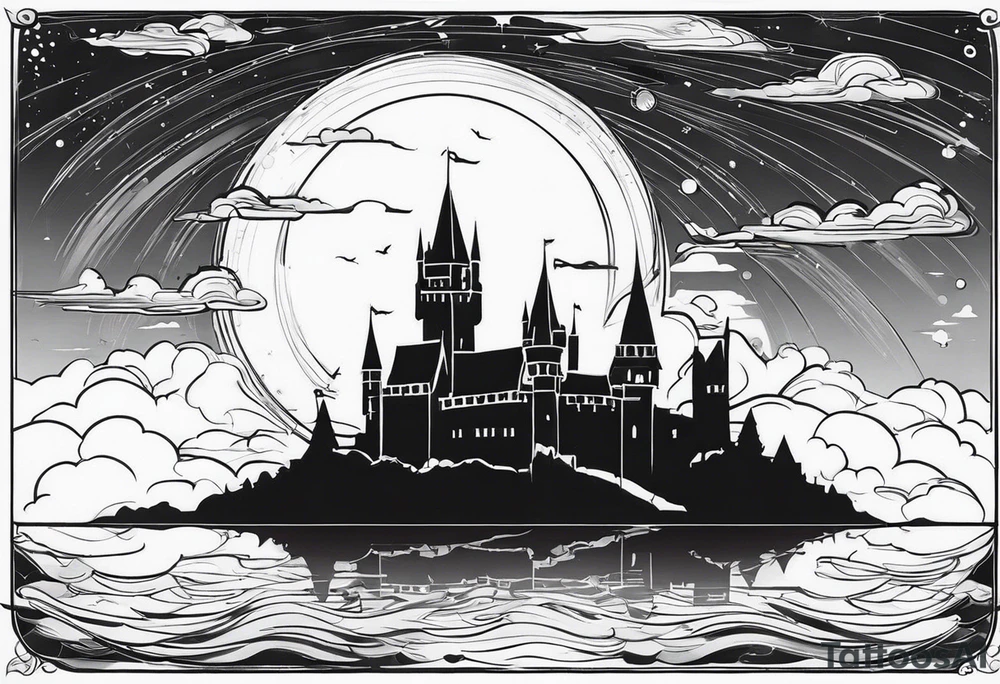 a castle floating in the sky tattoo idea