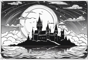 a castle floating in the sky tattoo idea