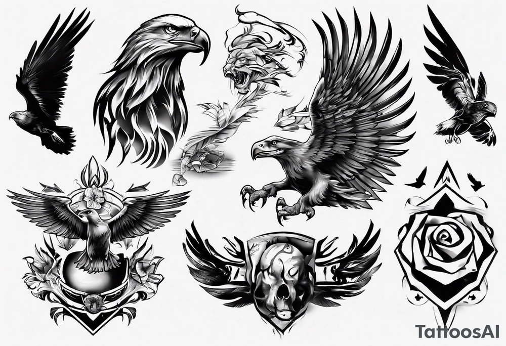 Adler und Löwe je halbseitig zusammengefügt tattoo idea Adler und Löwe je halbseitig zusammengefügt tattoo idea