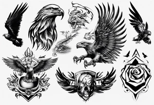 Adler und Löwe je halbseitig zusammengefügt tattoo idea