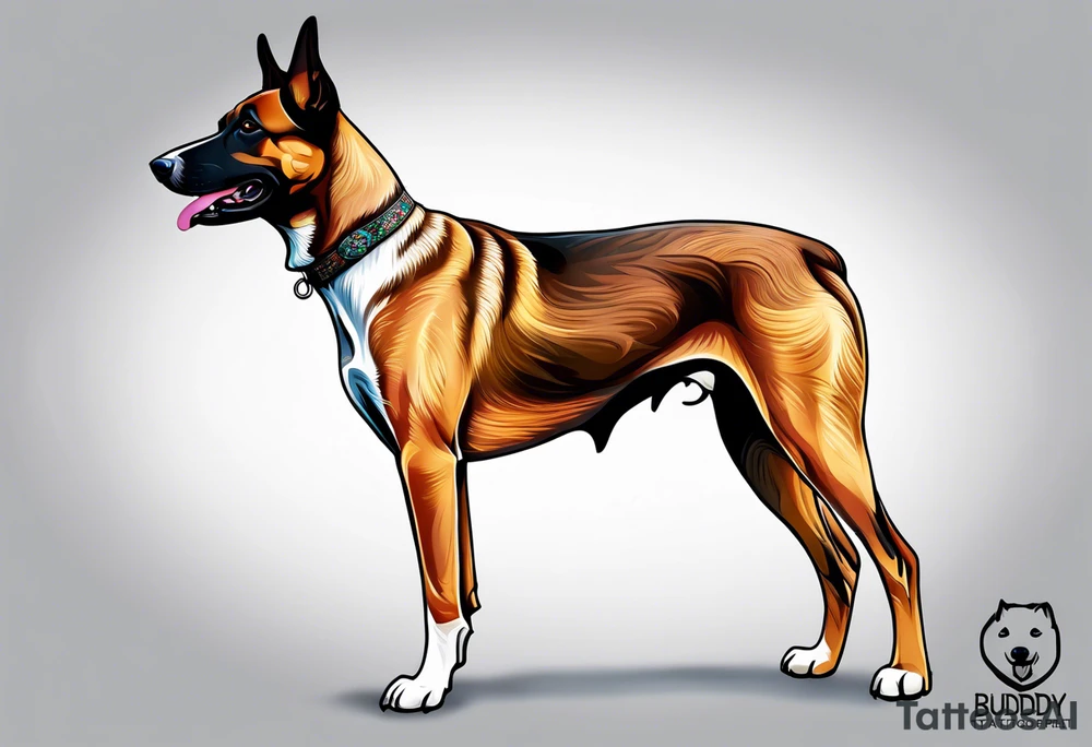 Dog of breed mountain feist named buddy tattoo idea