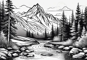 Mountain stream tattoo idea