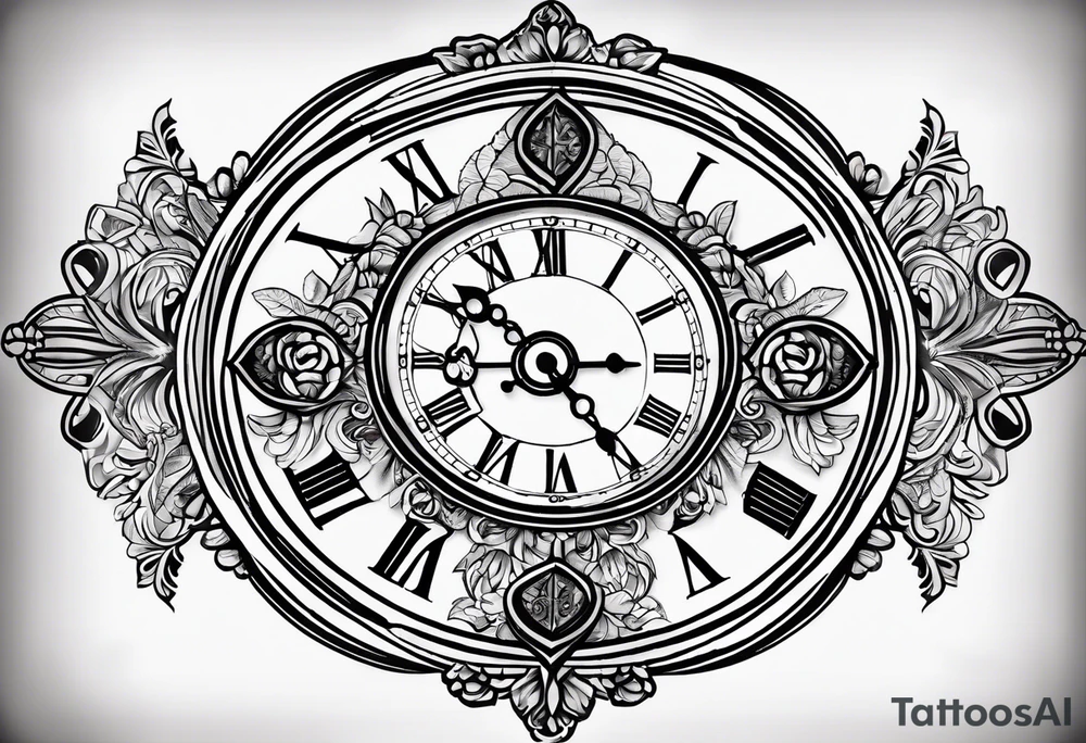 Hispanic/ Latin goddess, love, forgiveness, strength, peace, cancer zodiac time, past, future, clock tattoo idea