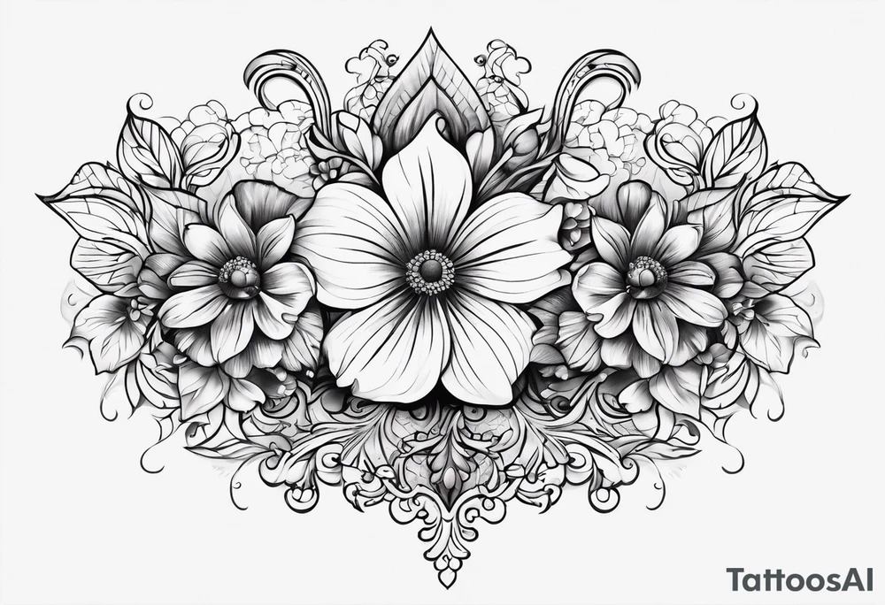 ornate floral sternum tattoo tattoo idea