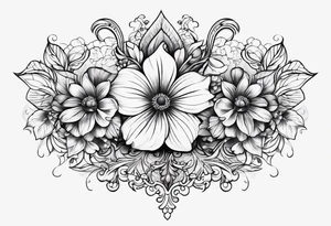 ornate floral sternum tattoo tattoo idea