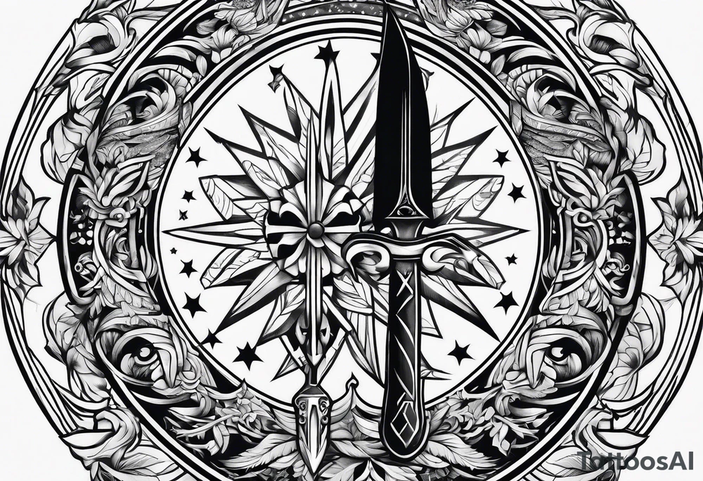 knife in arm tattoo idea