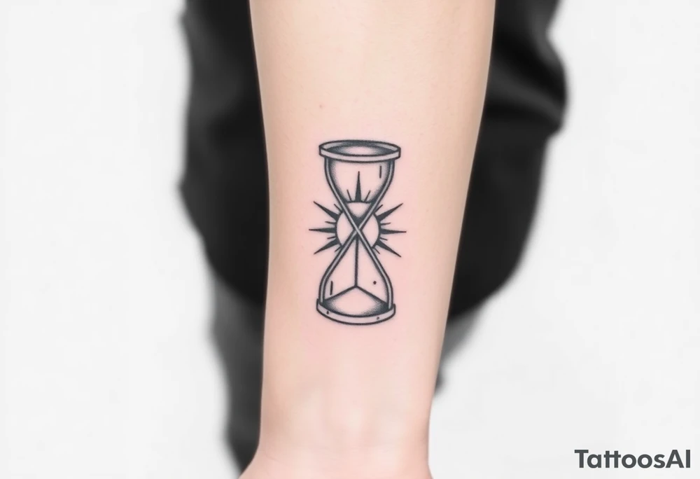 live with what you have and enjoy it to the fullest, hourglass, sun shines down tattoo idea