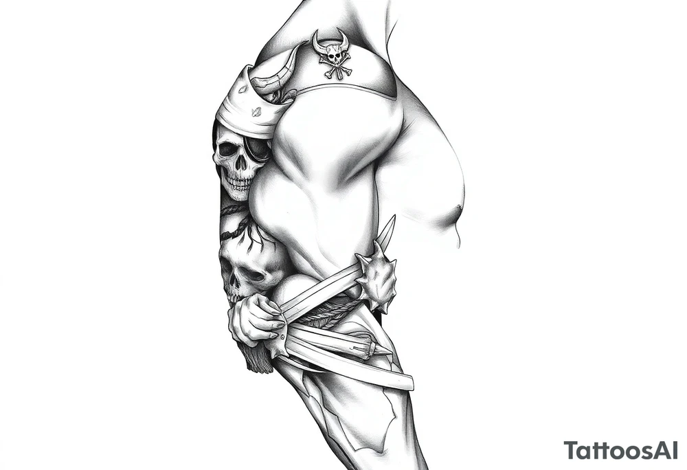 pirate theme sleeve tattoo idea