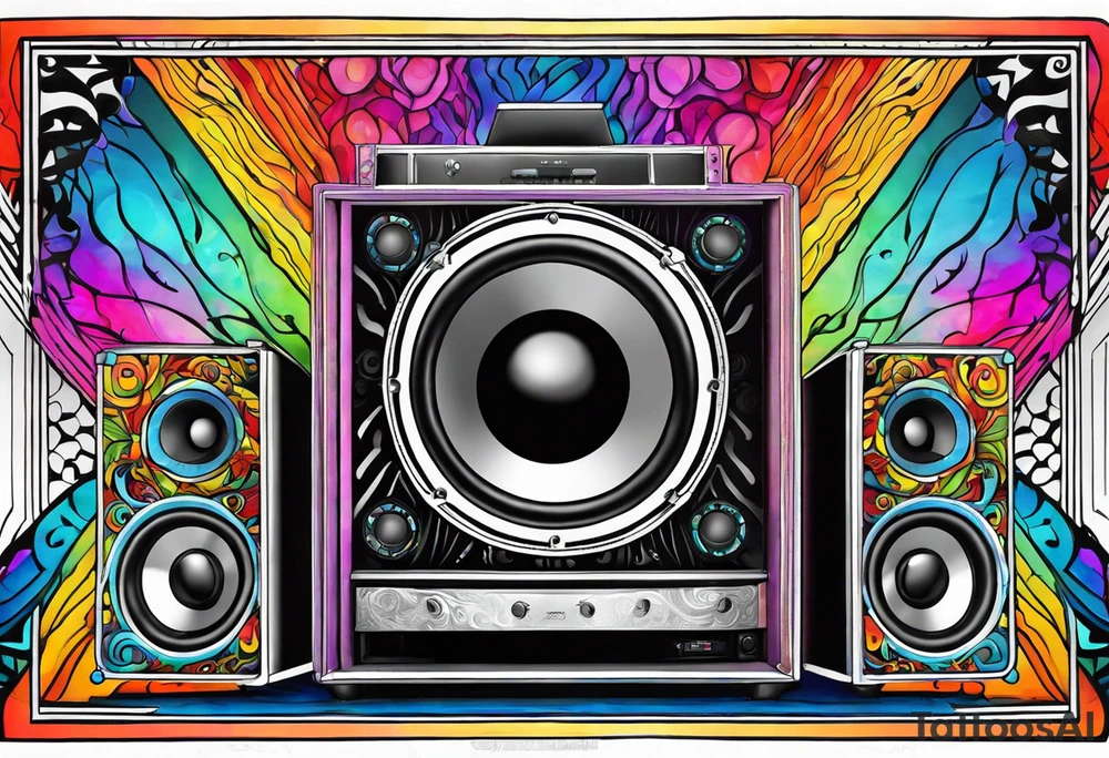 Trippy subwoofer tattoo idea