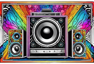 Trippy subwoofer tattoo idea
