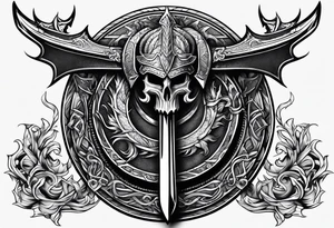 Valhalla sword shield dragon axe viking tattoo idea