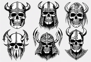 Skeleton with a viking helmet tattoo idea