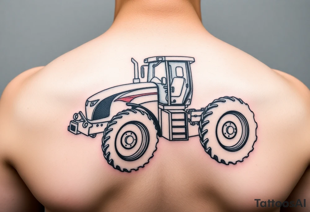 feminine tractor fine line tattoo idea