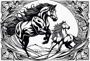 Horse and wolf tattoo idea