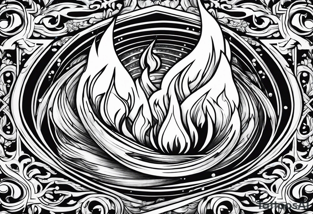 Water and flames tattoo idea