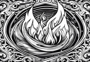 Water and flames tattoo idea