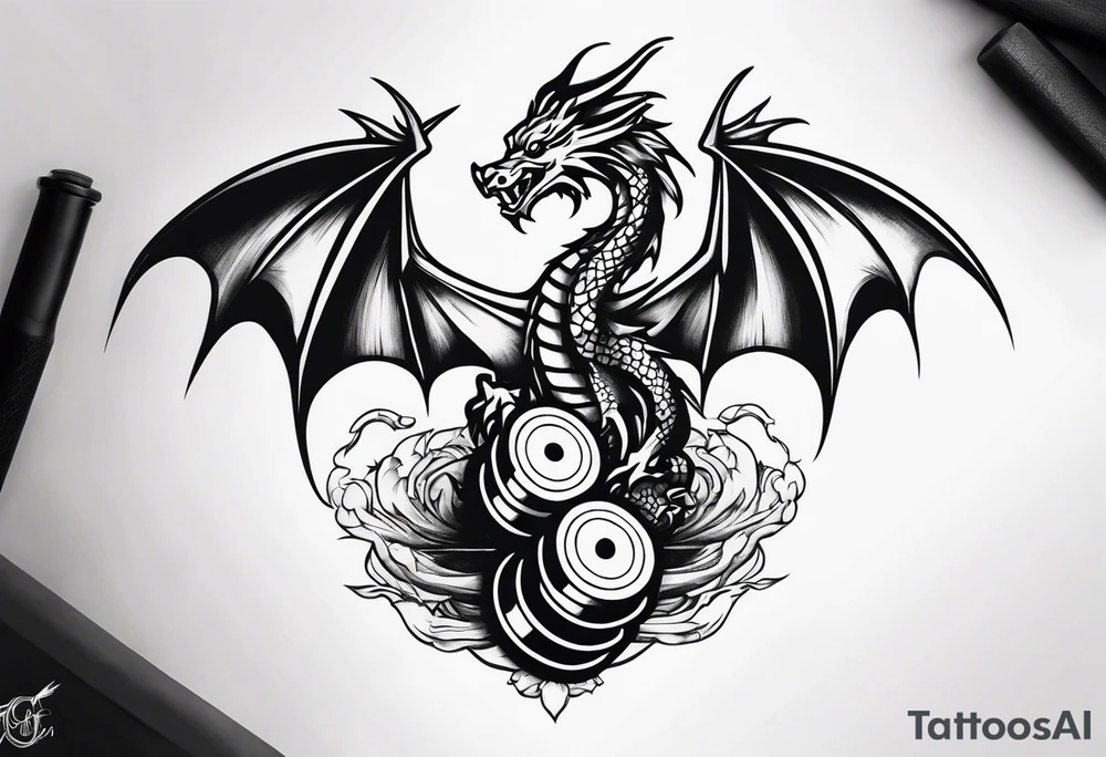 Simple Dragon dumbbell tattoo idea