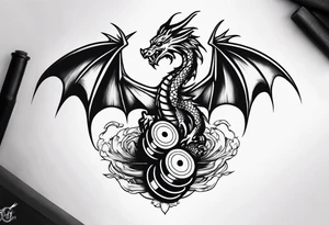 Simple Dragon dumbbell tattoo idea
