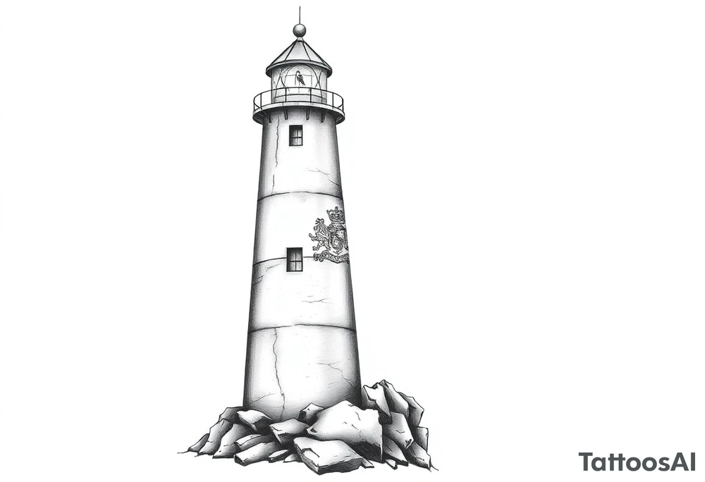 Lighthouse with coat of arms incorporated into the light tattoo idea