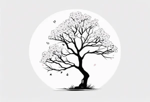 unique small feminine minimalist tattoo of sakura treestick tattoo idea