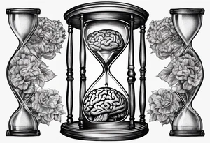 Human anatomical brain inside hourglass tattoo idea