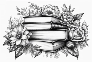 Portal
 stack of books flowers tattoo idea