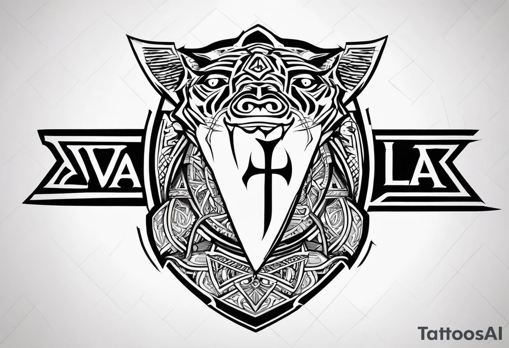Valhalla sword shield dragon axe Valknut tribal lion tattoo idea Valhalla sword shield dragon axe Valknut tribal lion tattoo idea