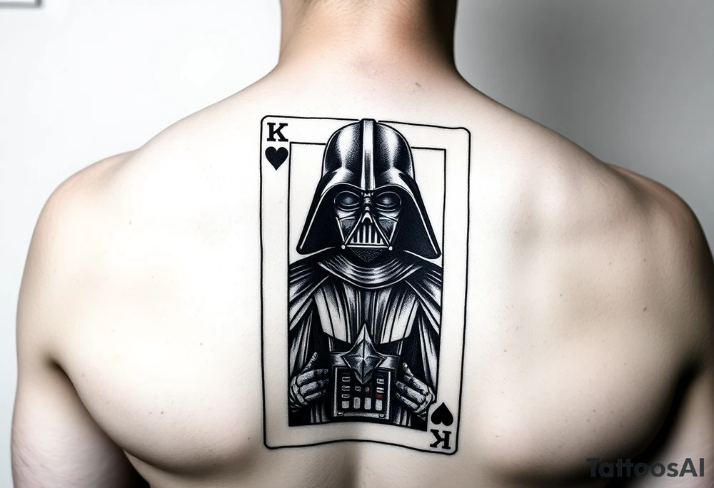 king of hearts card with army star Darth Vader tattoo idea