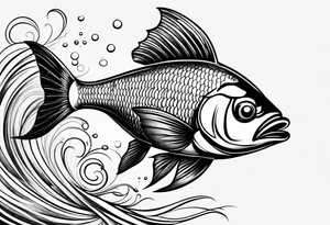 Fish with water waves simple tattoo idea
