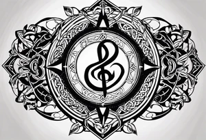 Celtic styling, compass, anchor, bass clef, treble clef, dog paw print tattoo idea
