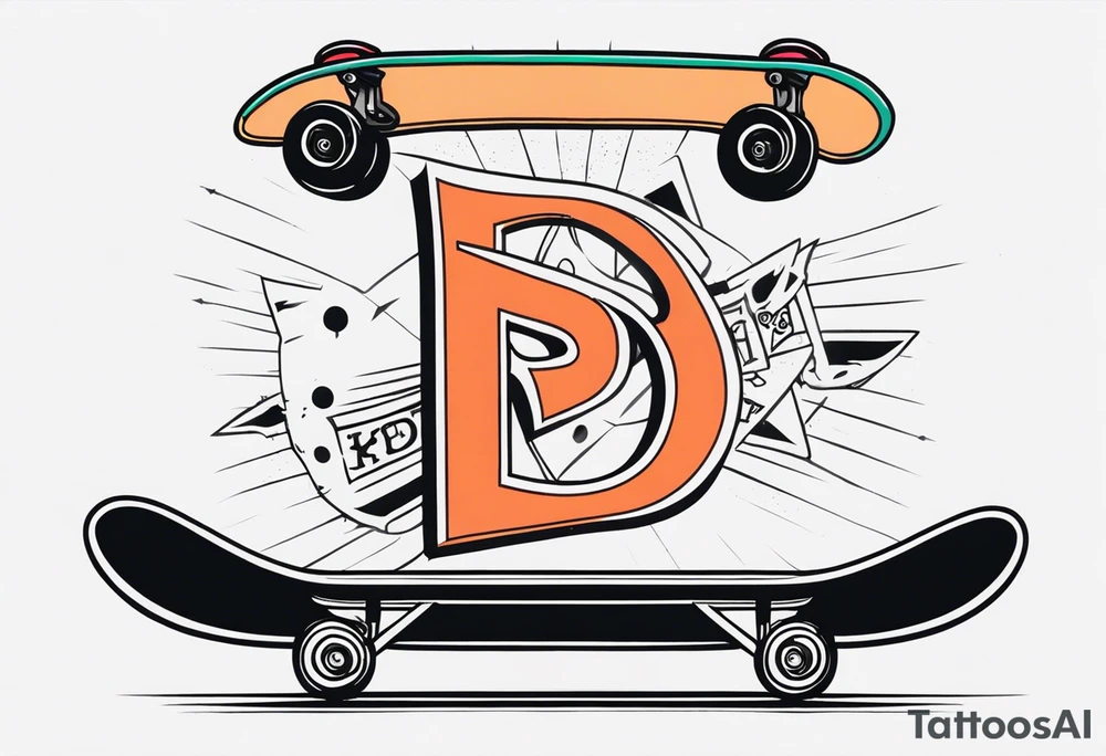 Something with a skateboard and the letters I and D tattoo idea
